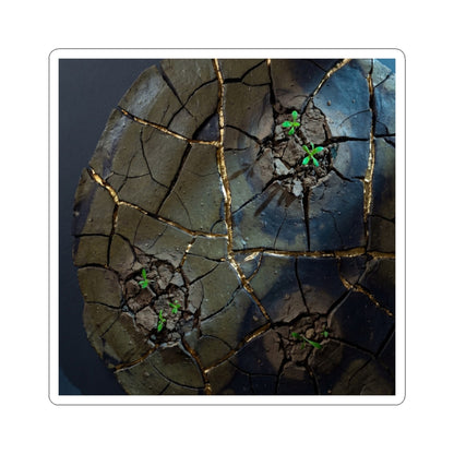 Cracked Earth Moody Minimal Sticker | Luxurious Dark Japandi Art