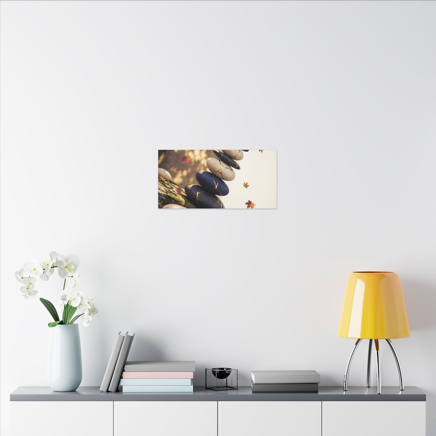 Ma River Stones Canvas Art - Kintsugi Gold Vein