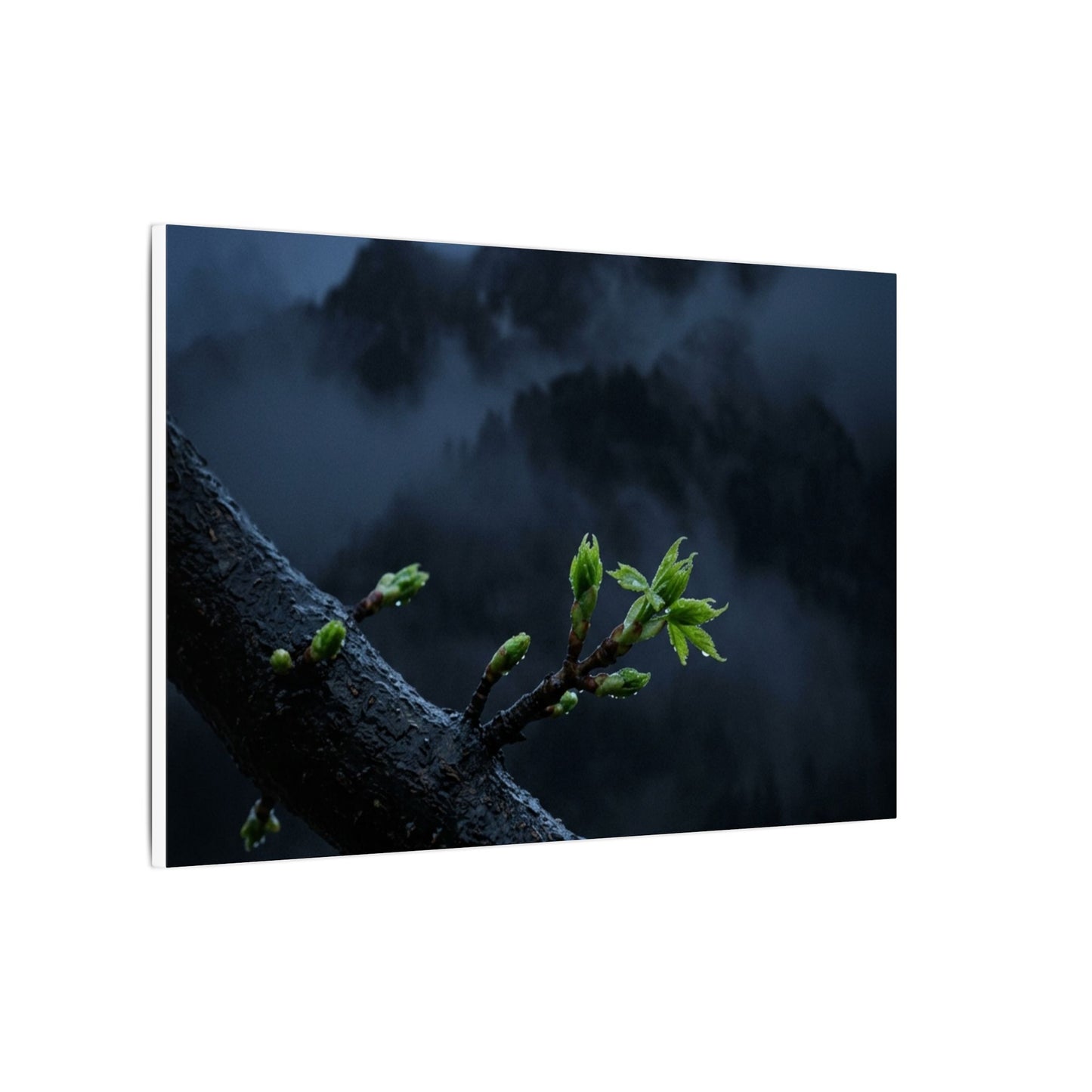 Moonlight Mountain Mist Canvas Art - Dark Japandi Kanso