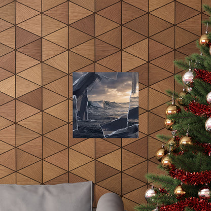 Dark Japandi Ocean Wave in Golden Hour | Shadow Zen Wall Art Print