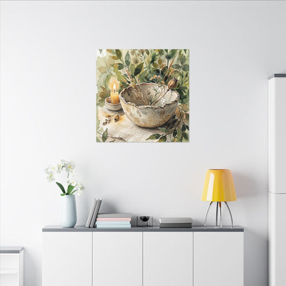 Ceramic Bowl Summer Canvas Art | Japandi Elegant Design