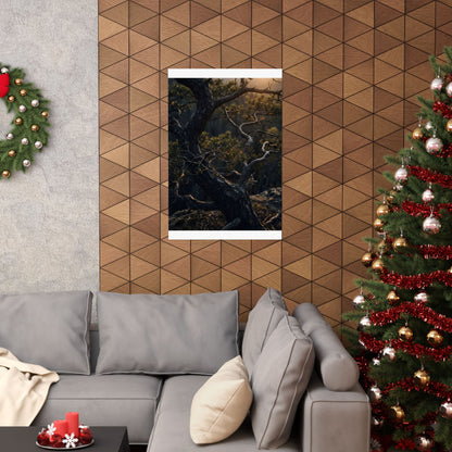 Pine Tree Spring Wall Art Print | Dark Japandi Sophisticated Design