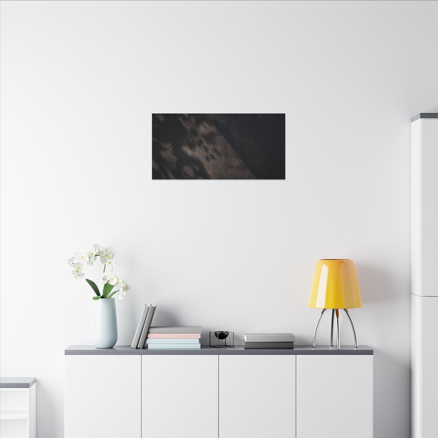 Shadow Play Winter Canvas Art | Dark Japandi Moody Design