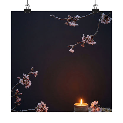 Cherry Blossom Wall Art Print | Winter Dark Japandi Moody Minimal Art Art Print