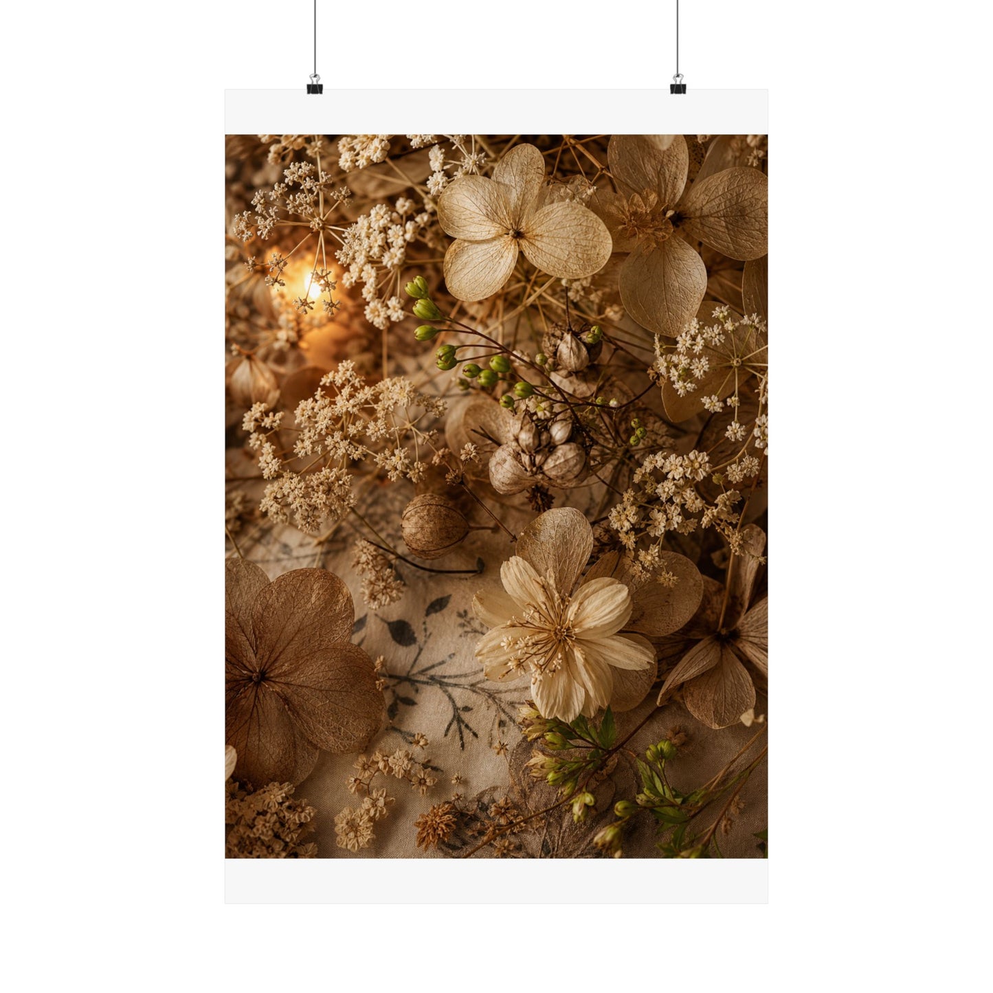 Candlelight Dried Flowers Wall Art Print - Japandi Fukinsei