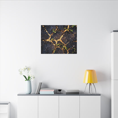 Spring Cracked Earth Crackle Gold Canvas Art | Healing Decor