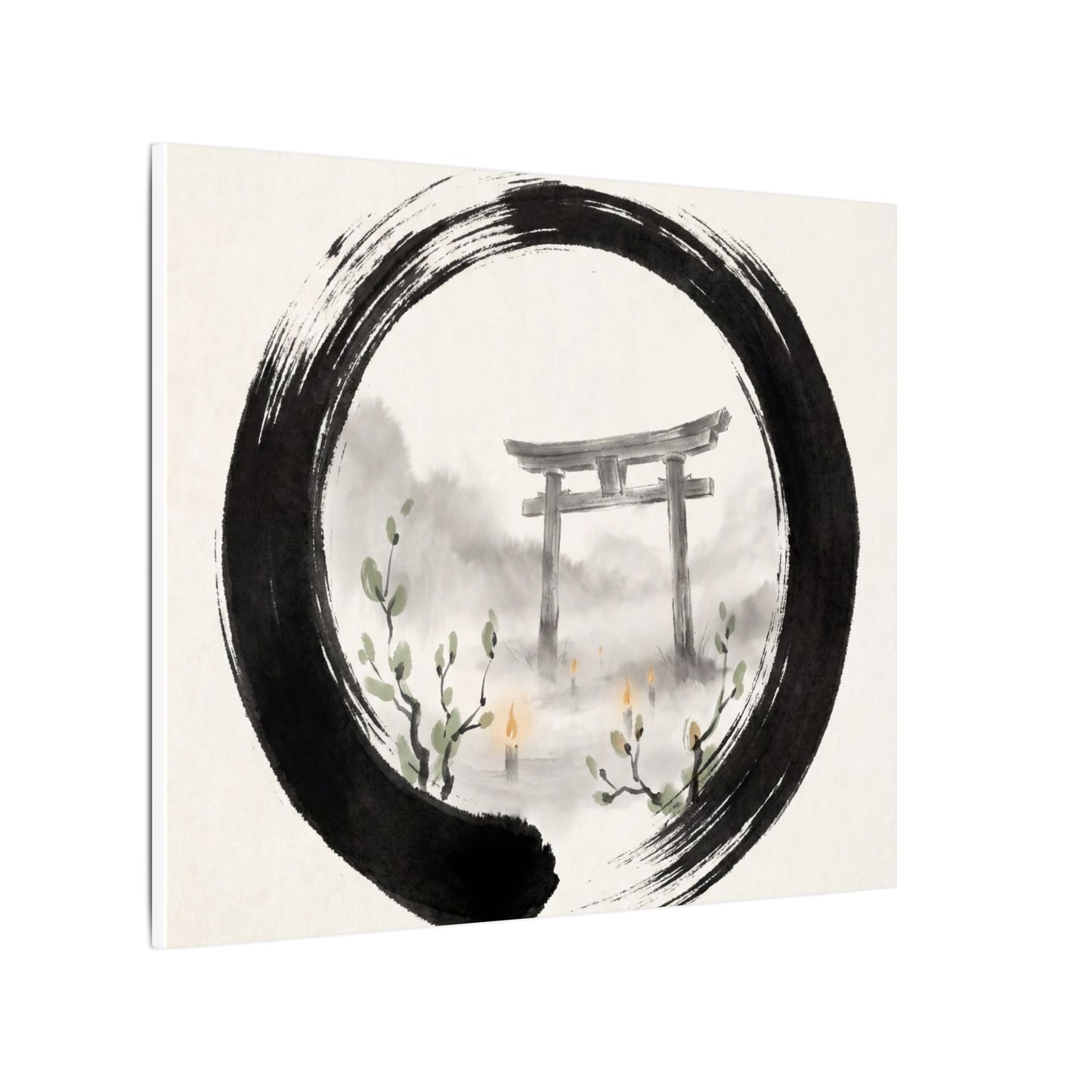 Spring Torii Gate Enso Canvas Art | Tranquil Decor