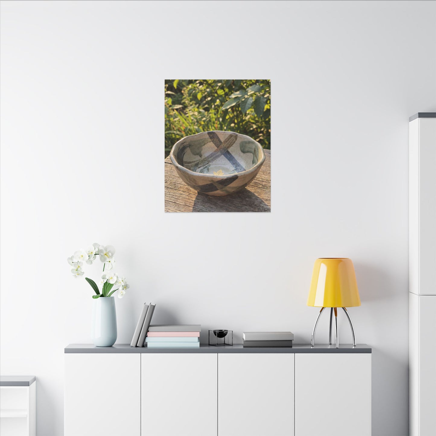 Earthy Ceramic Bowl Canvas Art - Japanese Pattern Japandi