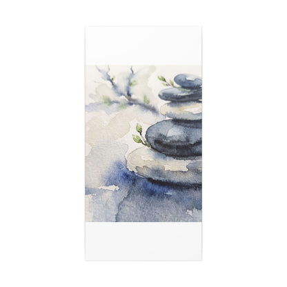 River Stones Watercolor Canvas Art | Cozy Japandi Art