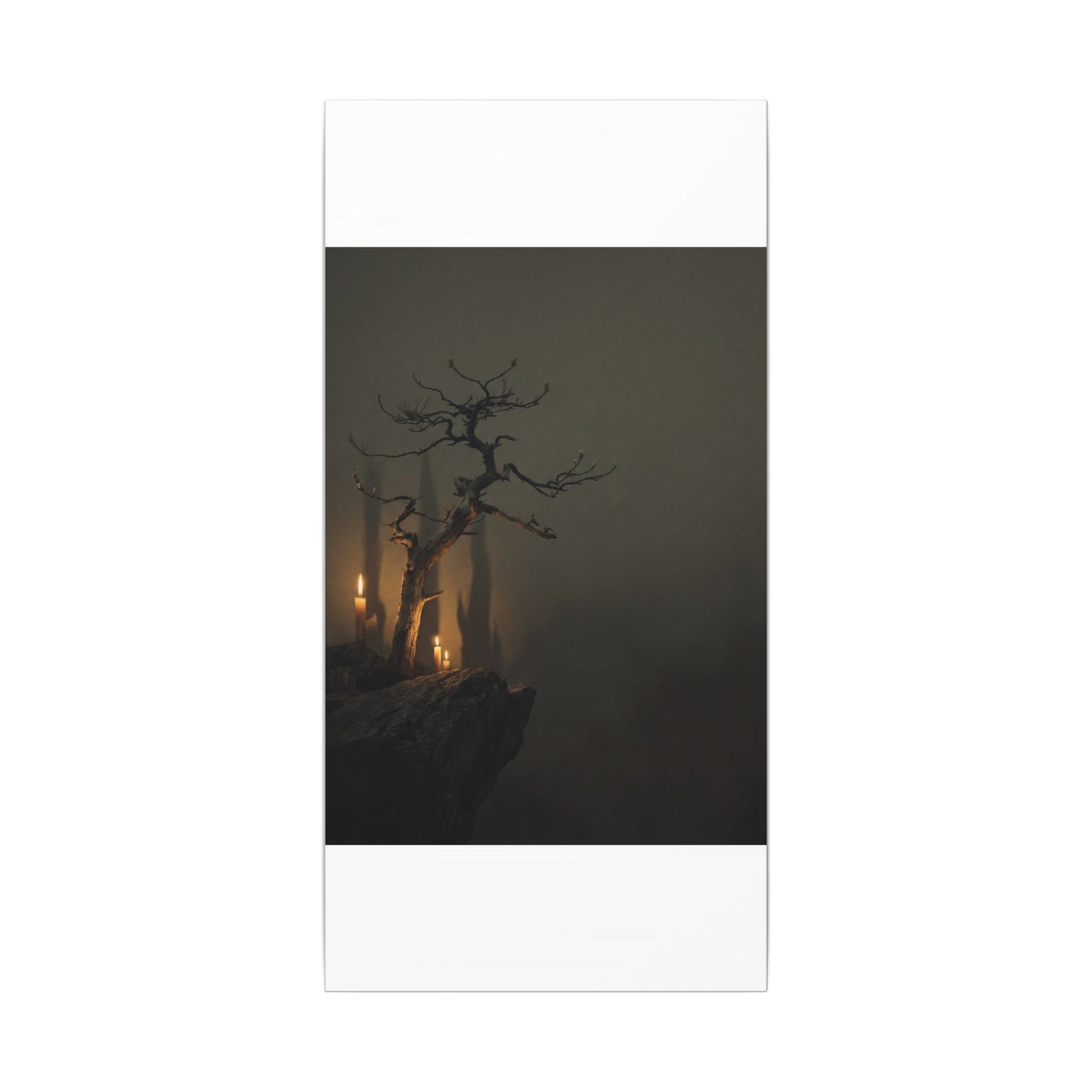 Ma Pine Tree Canvas Art - Dark Japandi Shadow Zen
