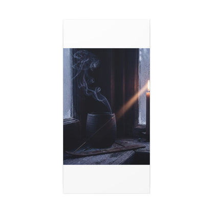 Incense Smoke Winter Canvas Art | Dark Japandi Sophisticated Design