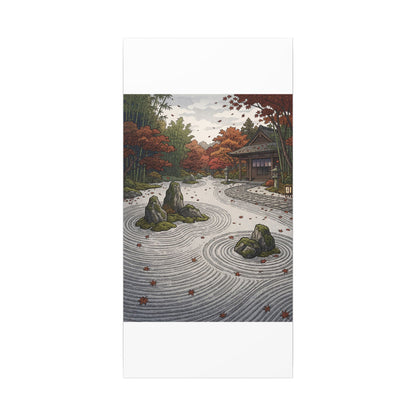 Autumn Rock Garden Ukiyo E Inspired Canvas Art | Peaceful Decor