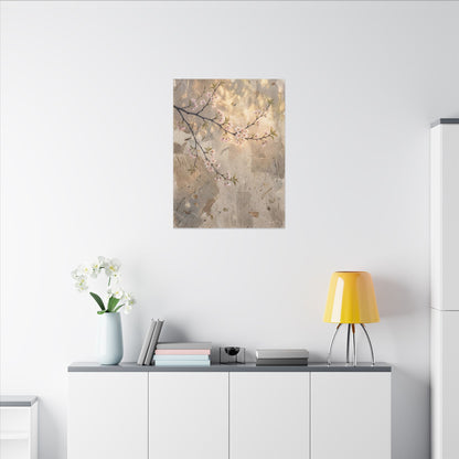 Summer Cherry Blossom Texture Canvas Art | Neutral Decor