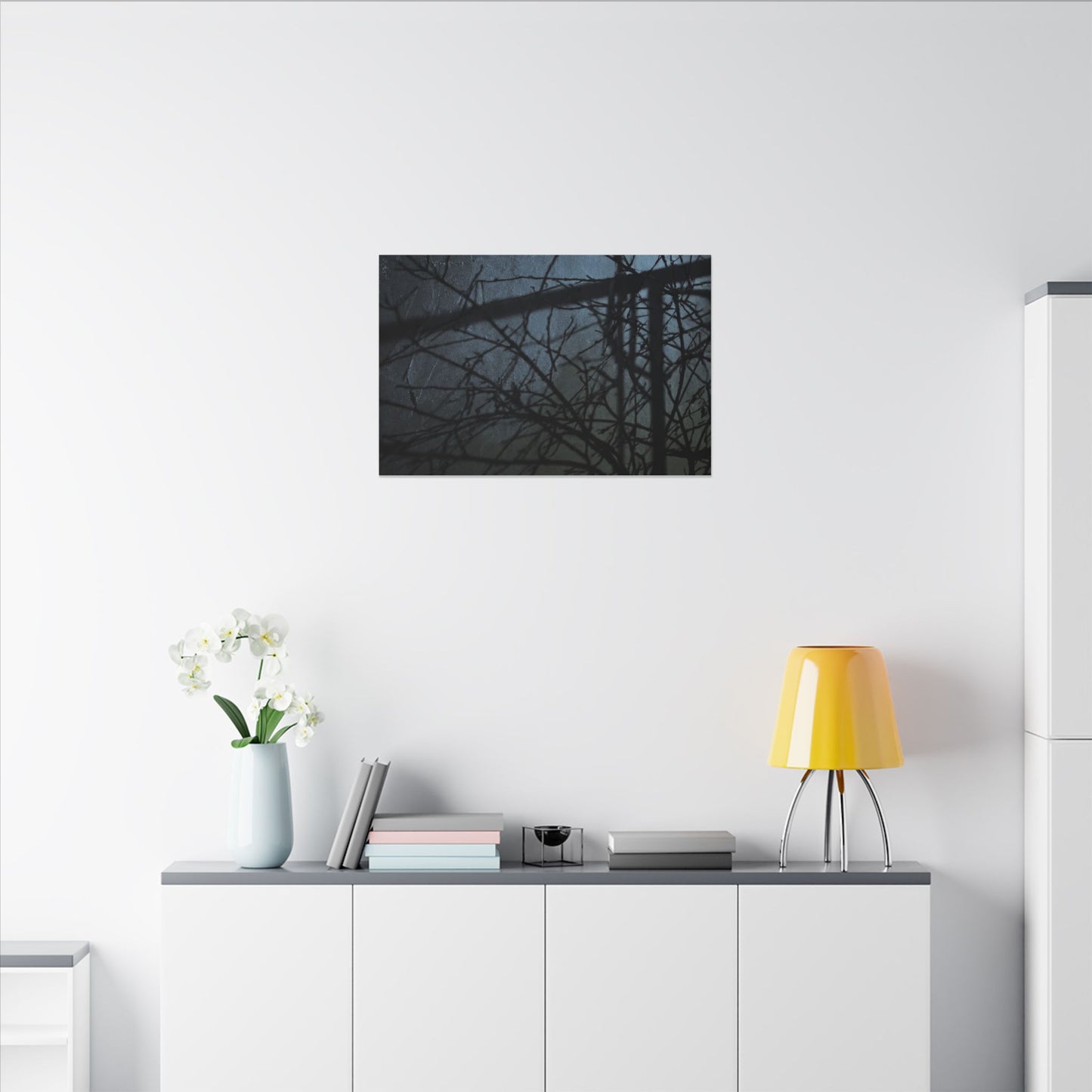 Moonlight Shadow Play Canvas Art - Dark Japandi Shibui