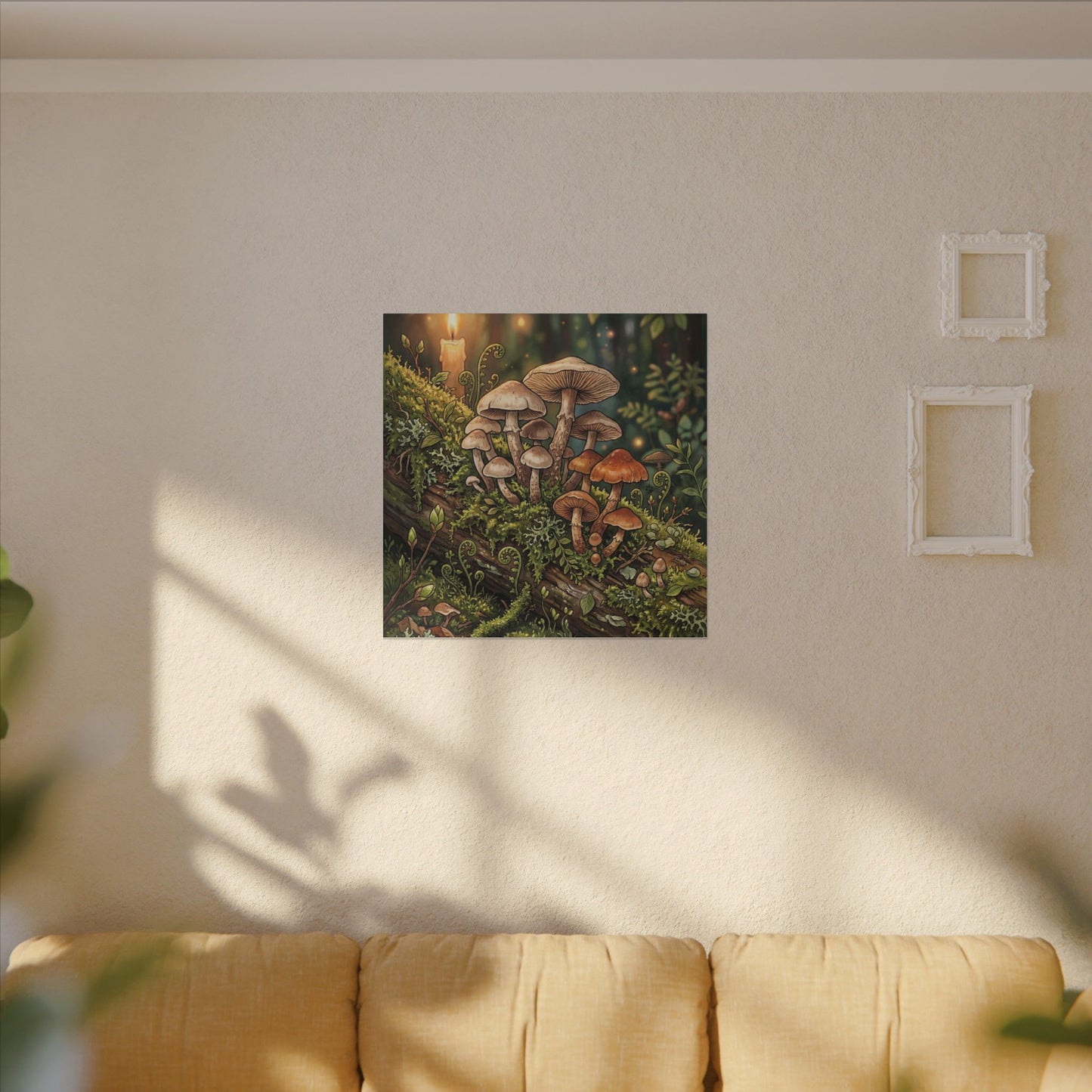 Spring Wild Mushrooms Herbarium Canvas Art | Rustic Decor