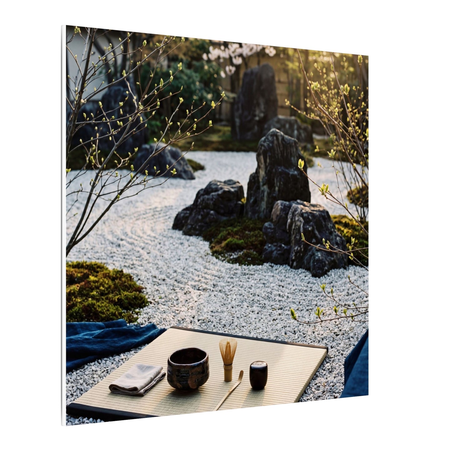 Zen Tea Ceremony in Golden Hour | Karesansui Canvas Art
