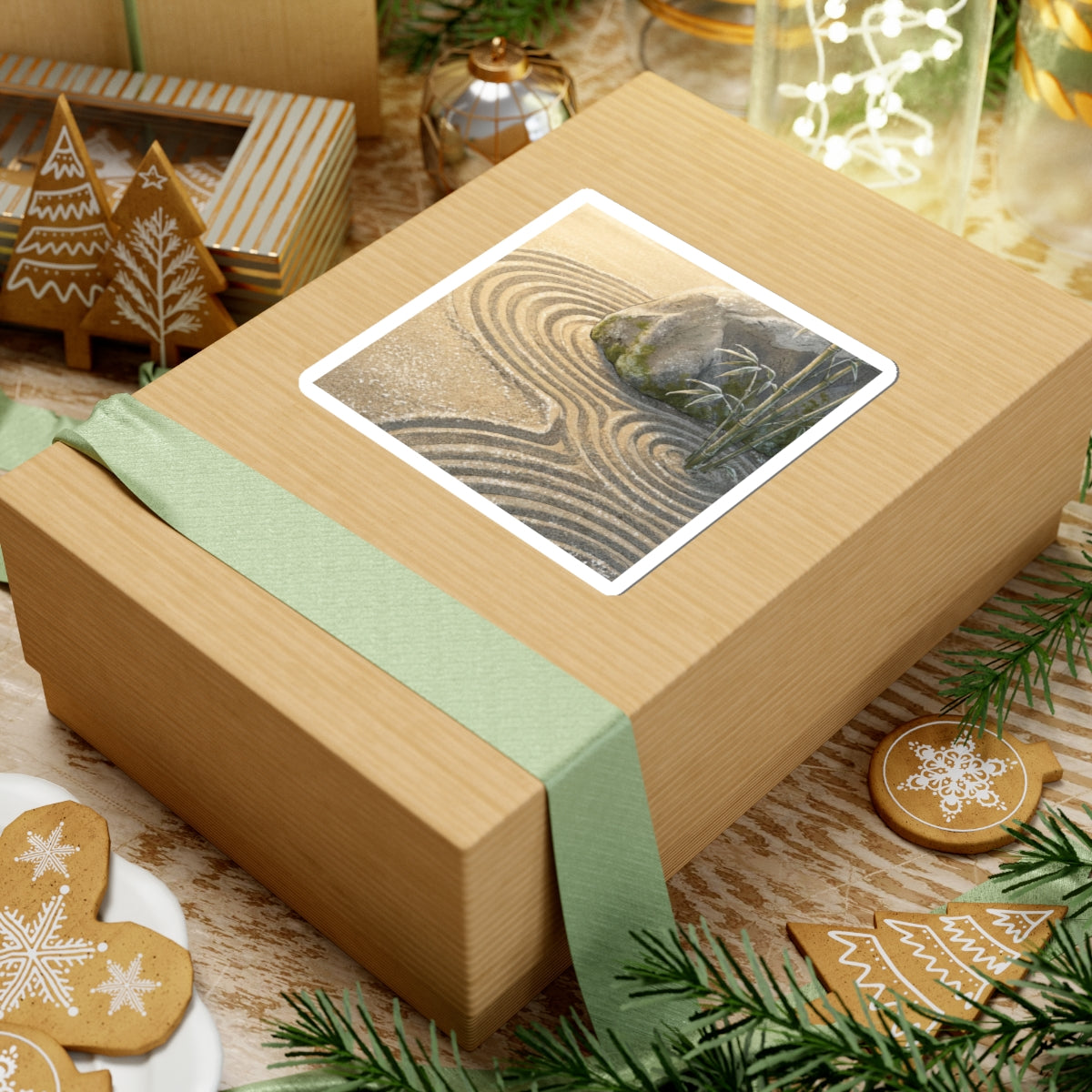 Peaceful Rock Garden Sticker - Ukiyo E Inspired Zen