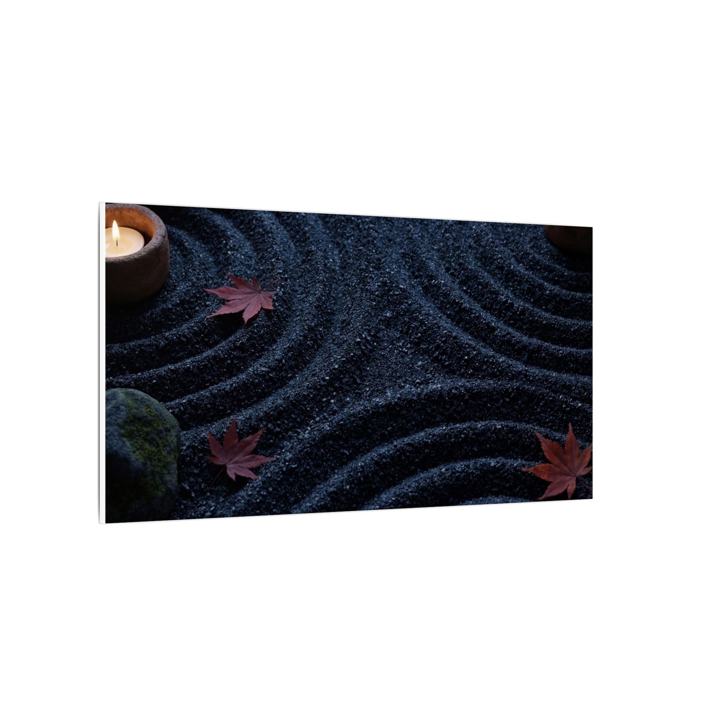 Seijaku Rock Garden Canvas Art - Dark Japandi Dark Texture