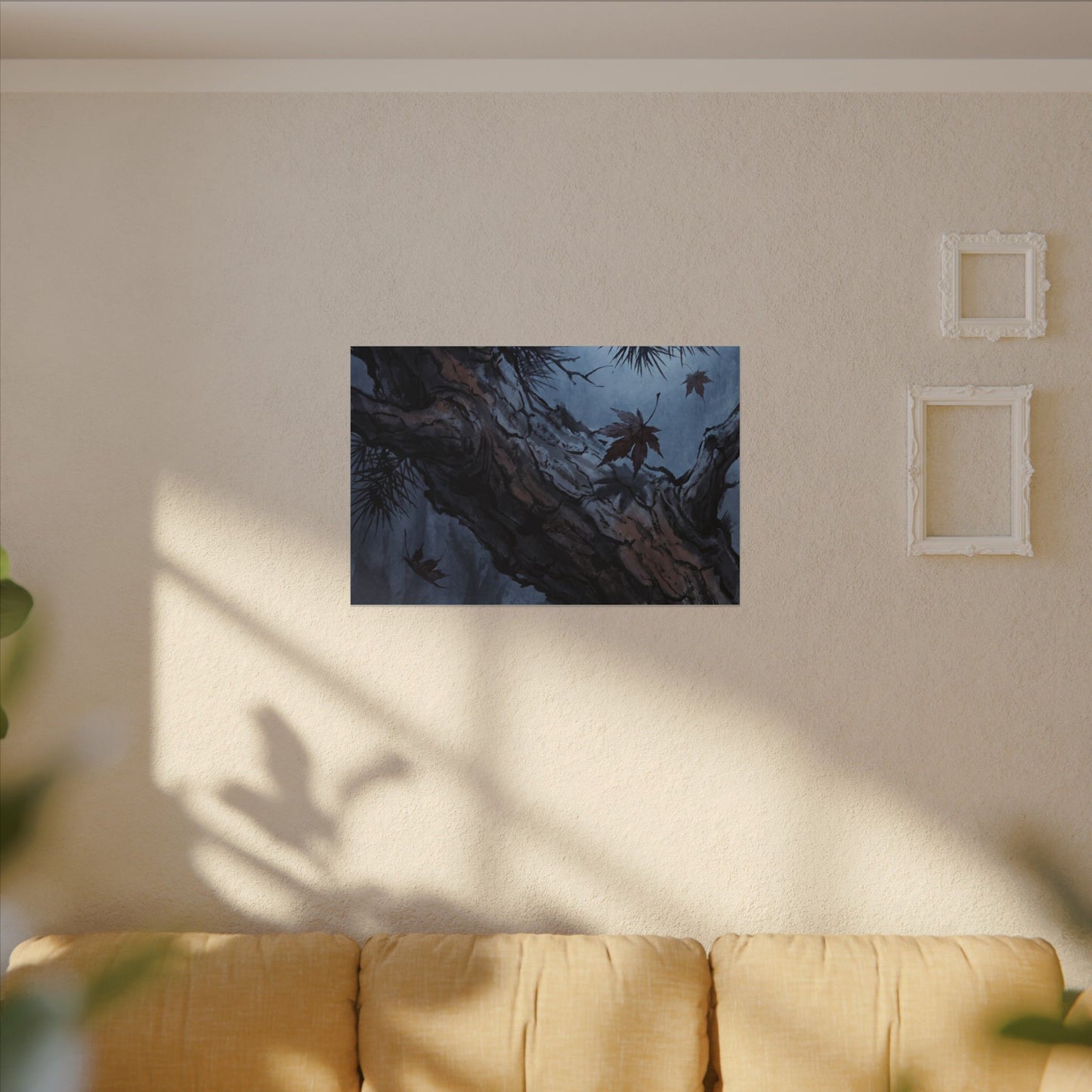 Atmospheric Pine Tree Canvas Art - Shadow Zen Dark Japandi