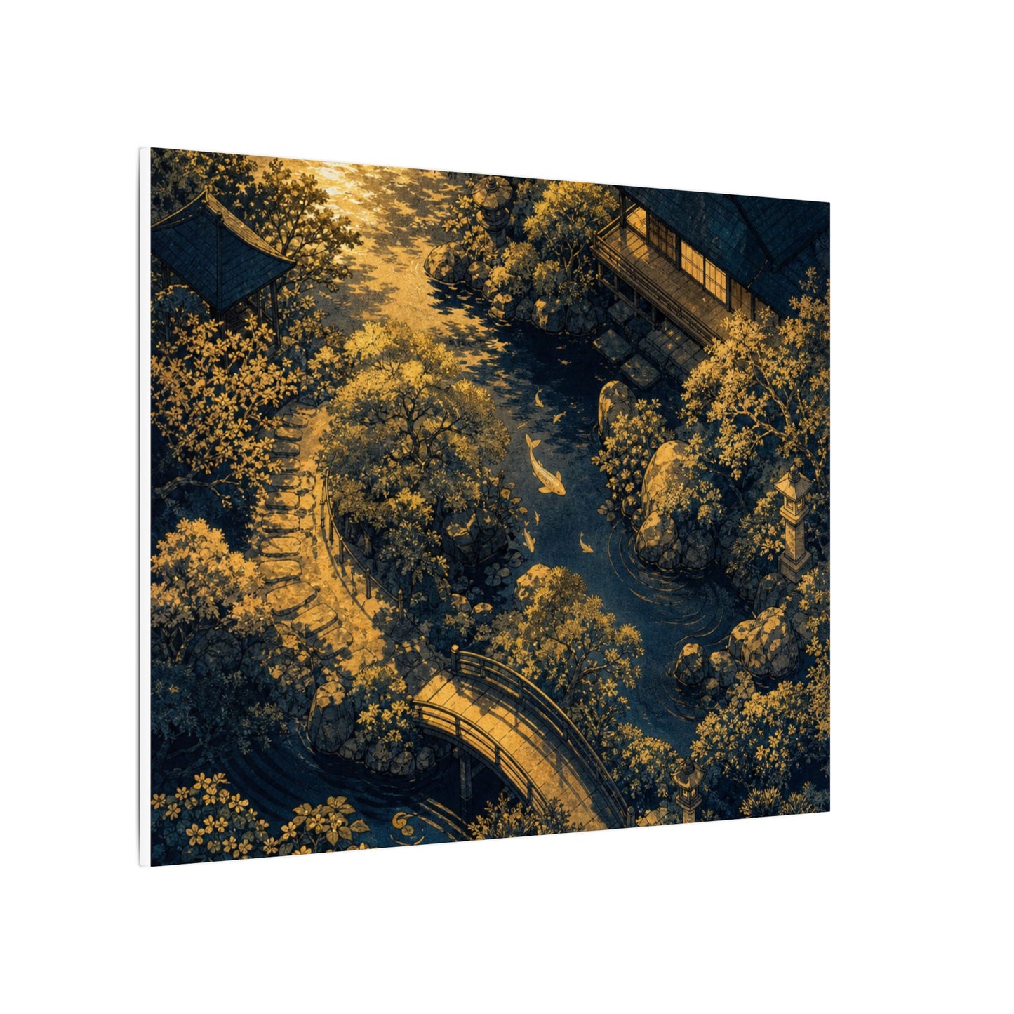 Contemplative Moonlit Garden Canvas Art - Ukiyo E Inspired Zen