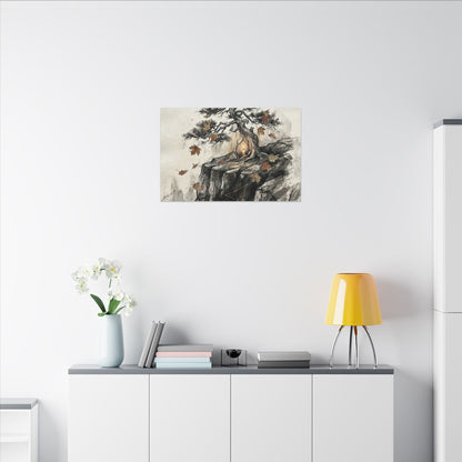 Pine Tree Autumn Canvas Art | Japandi Earthy Design