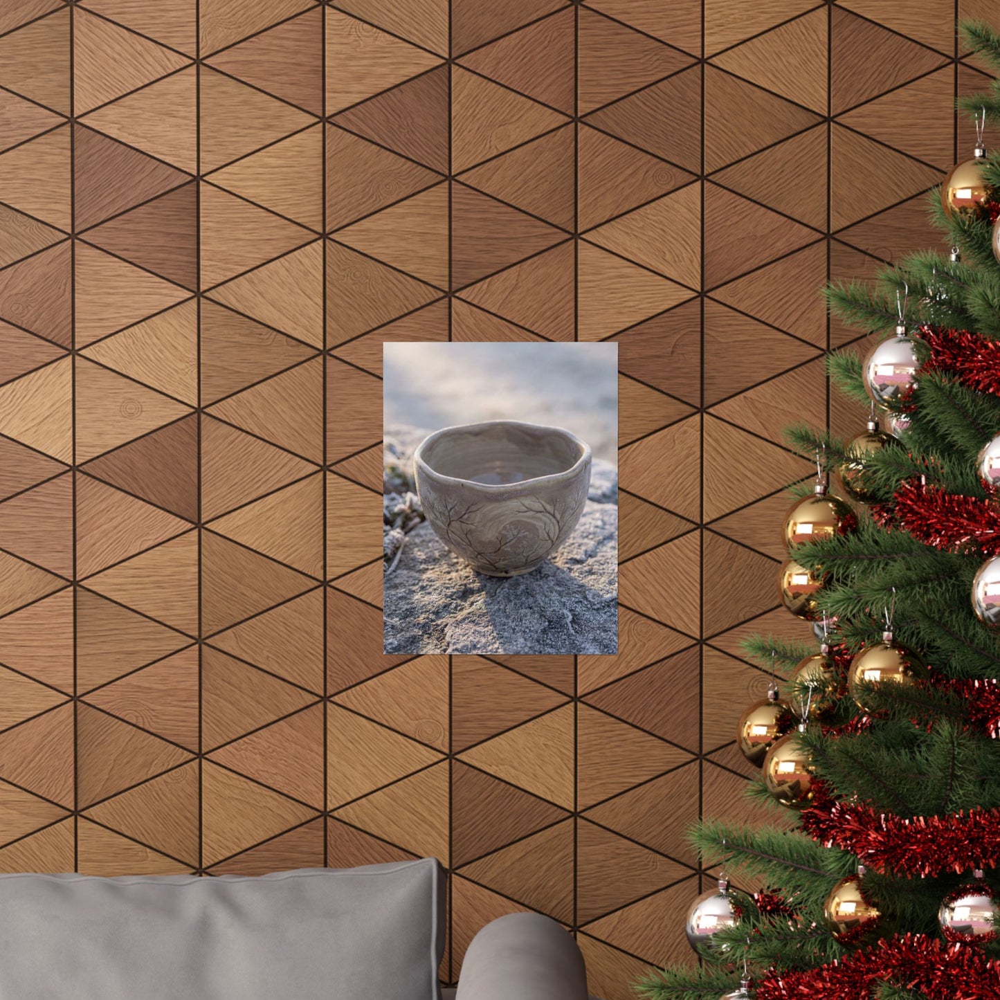 Japandi Ceramic Bowl in Dawn | Japanese Pattern Wall Art Print