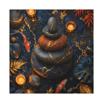 Summer River Stones Gold Vein Canvas Art | Resilient Decor