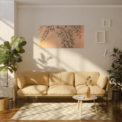 Japandi Wisteria in Candlelight | Minimal Line Canvas Art