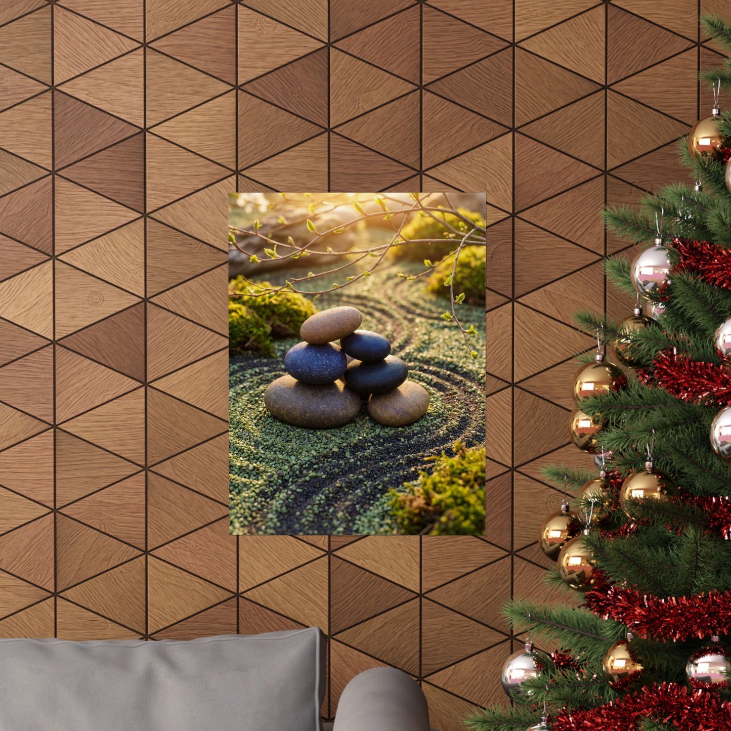 River Stones Spring Wall Art Print | Zen Contemplative Design