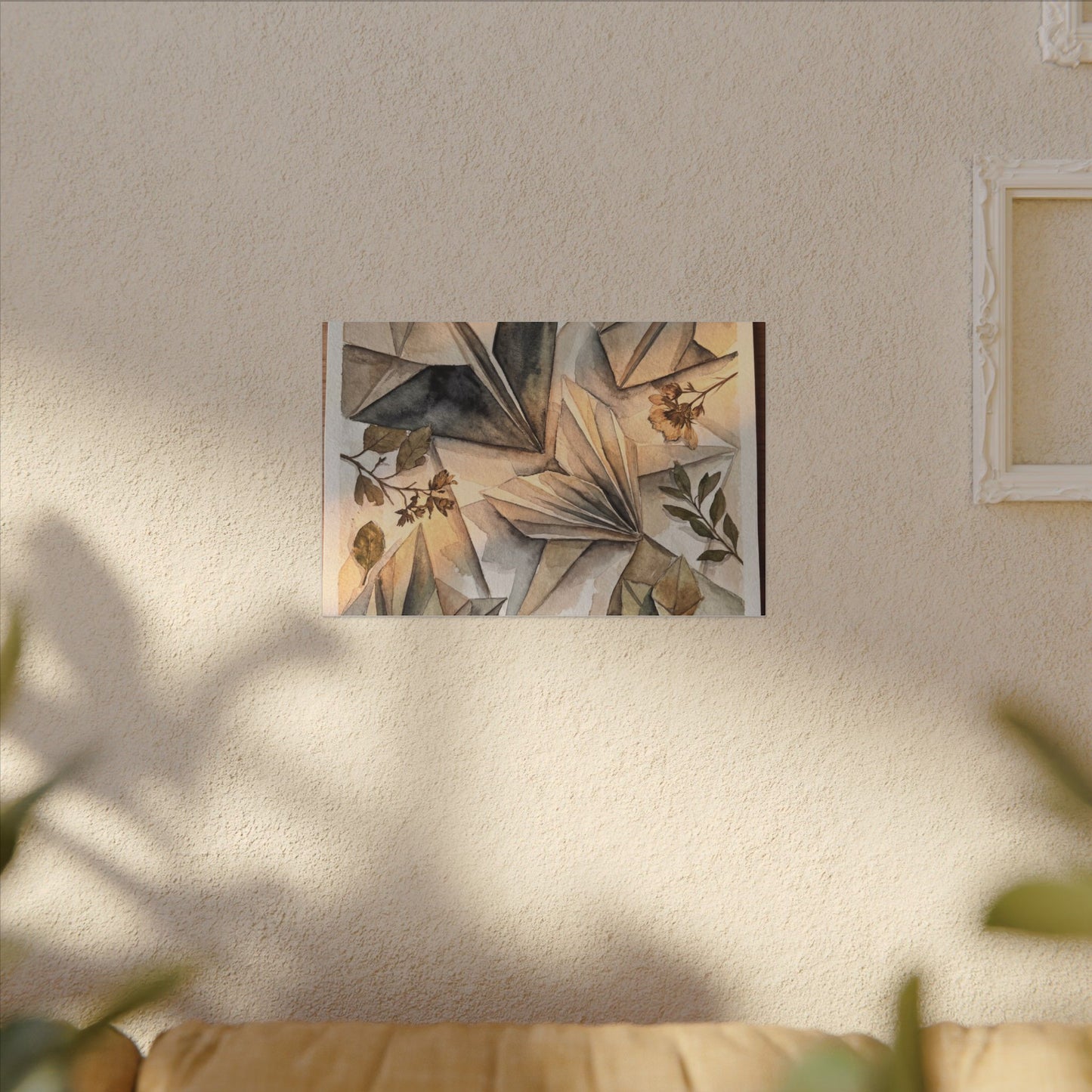Golden Hour Paper Fold Canvas Art - Japandi Seijaku