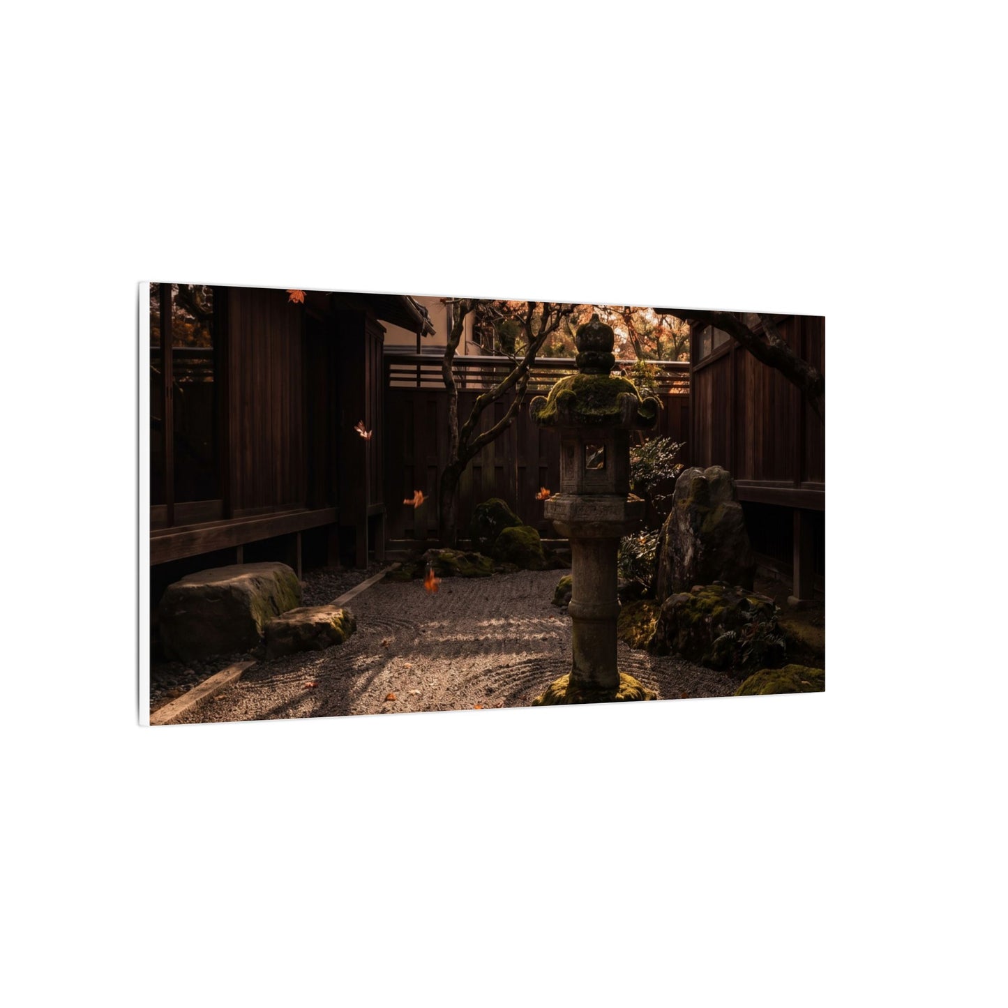 Seijaku Stone Lantern Canvas Art - Dark Japandi Shadow Zen
