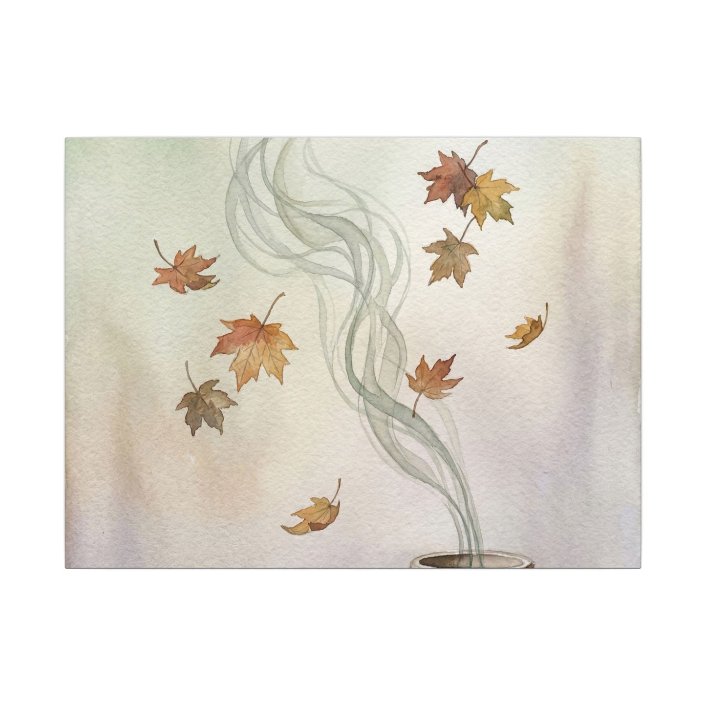 Incense Smoke Canvas Art | Autumn Japandi Watercolor Art Art Print