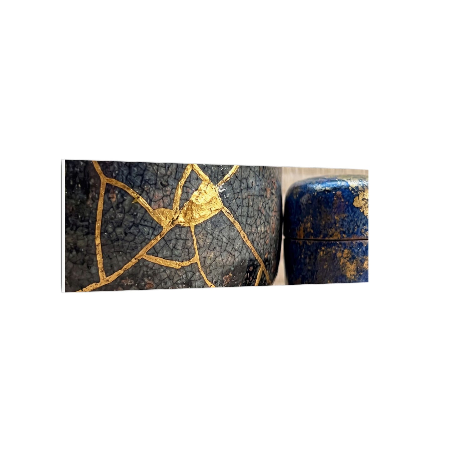 Tea Ceremony Crackle Gold Canvas Art | Philosophical Kintsugi Art