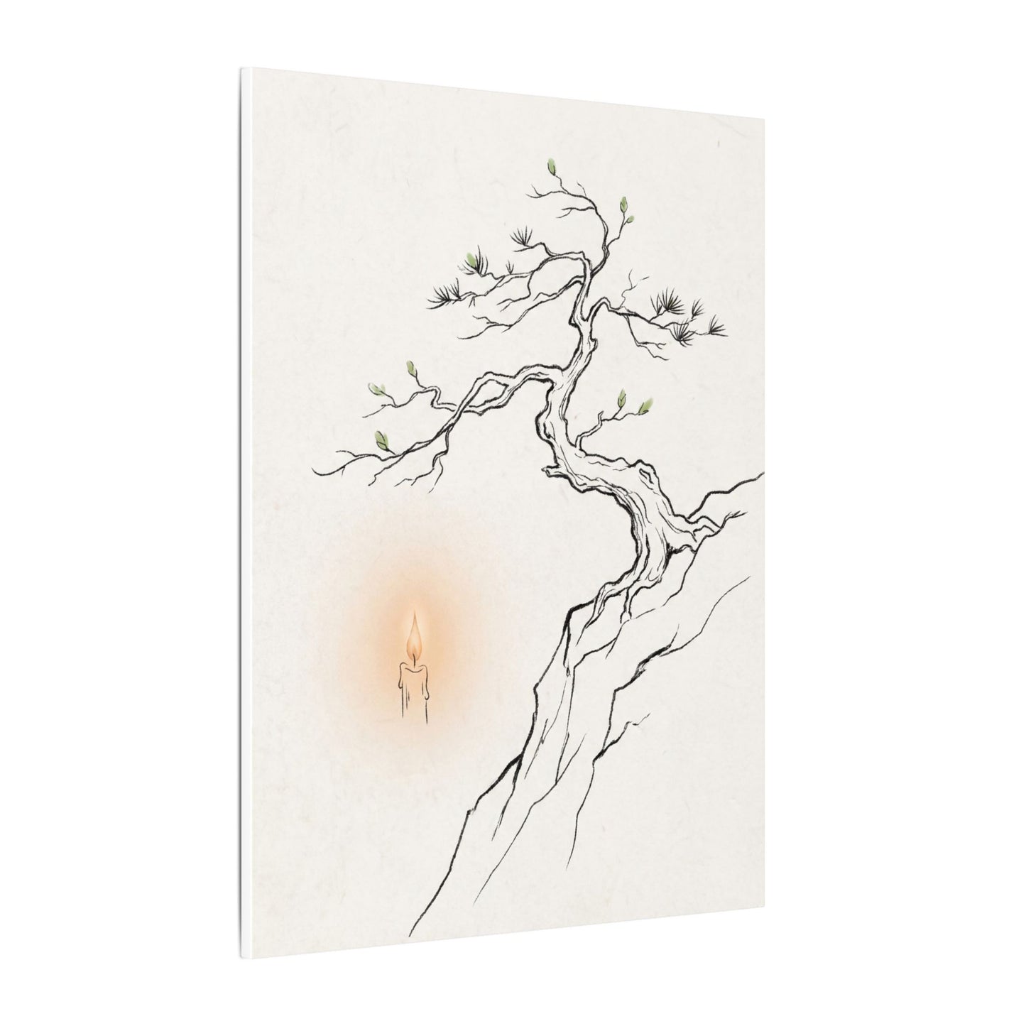 Candlelight Pine Tree Canvas Art - Japandi Shibui