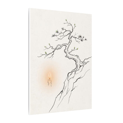 Candlelight Pine Tree Canvas Art - Japandi Shibui