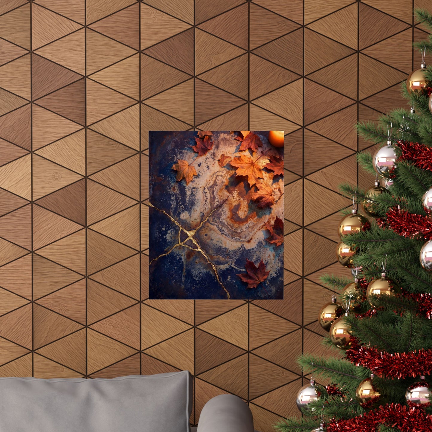 Kintsugi Rust Patina in Candlelight | Gold Vein Wall Art Print