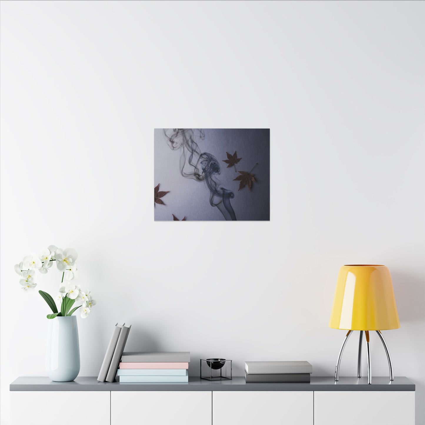 Dark Japandi Incense Smoke in Dawn | Moody Minimal Canvas Art