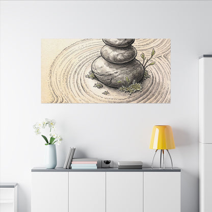 River Stones Spring Canvas Art | Zen Serene Design