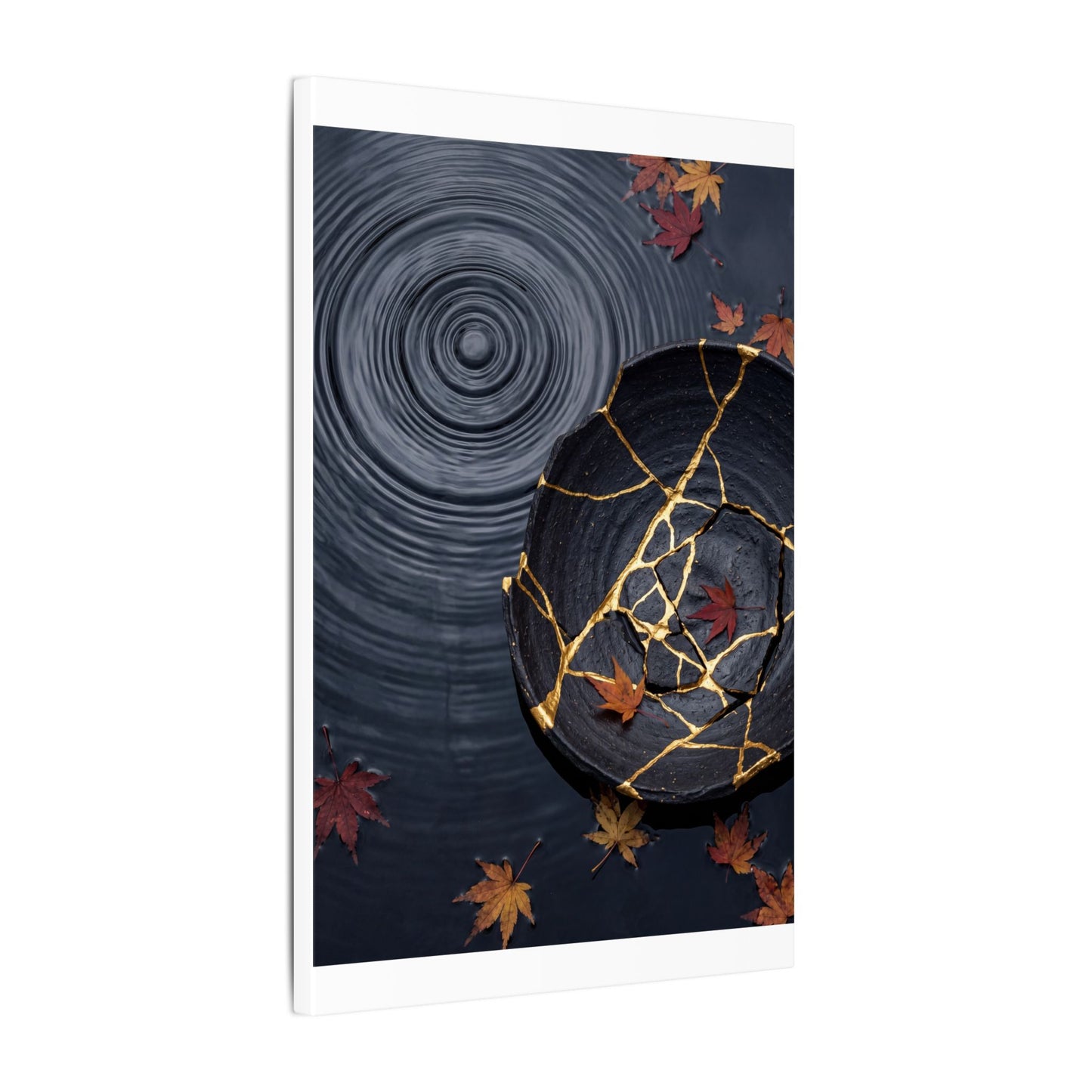 Philosophical Water Ripple Canvas Art - Gold Repair Kintsugi