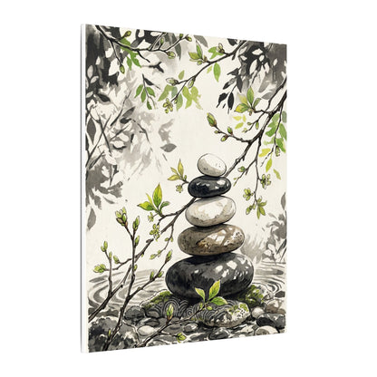 Spring River Stones Japanese Pattern Canvas Art | Elegant Decor