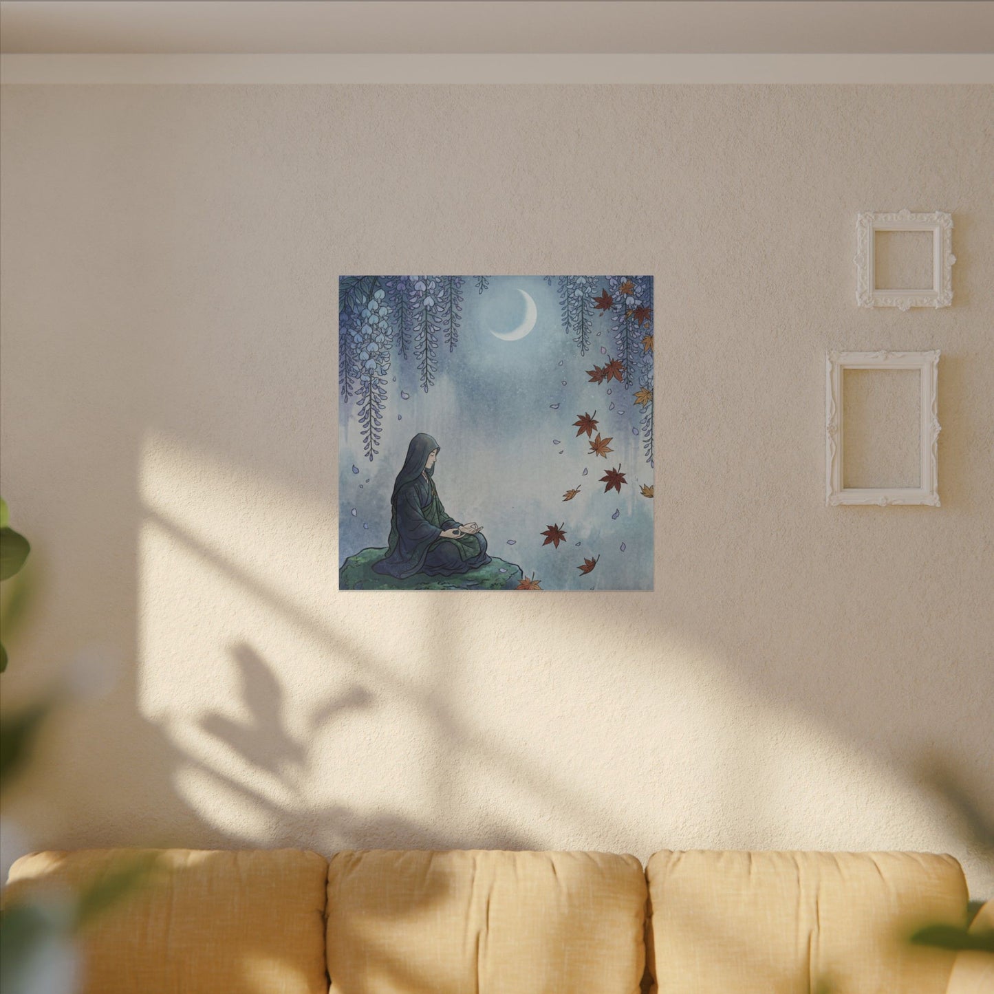 Zen Wisteria in Moonlight | Ukiyo E Inspired Canvas Art