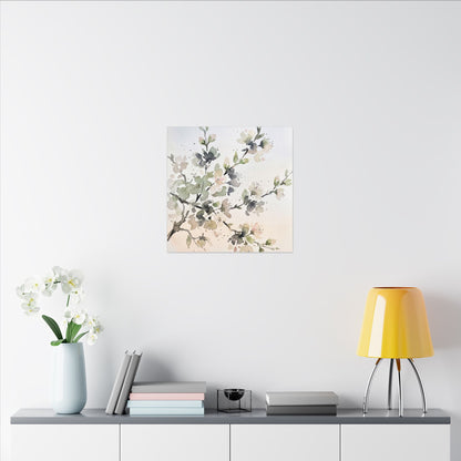 Cherry Blossom Watercolor Canvas Art | Elegant Japandi Art