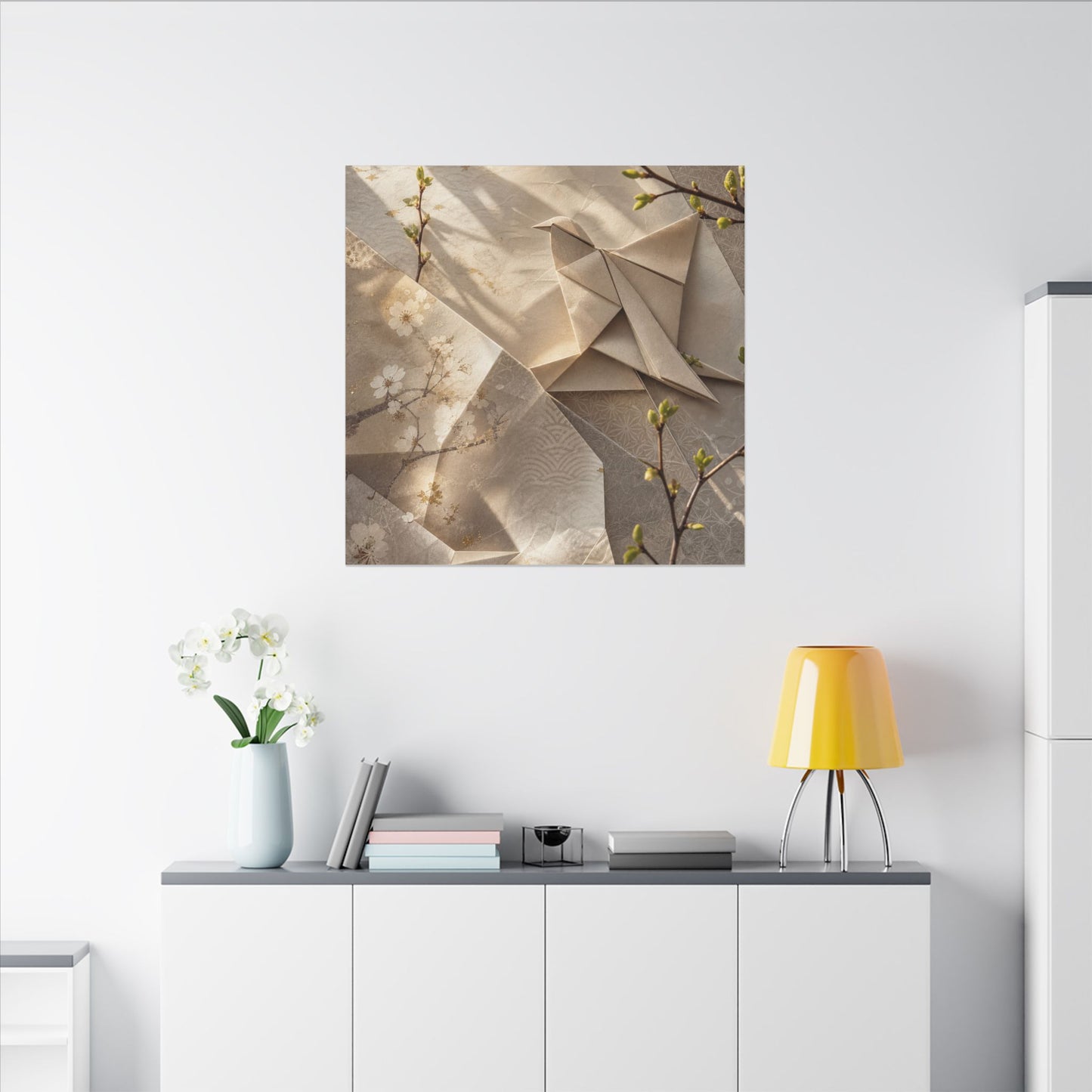 Golden Hour Paper Fold Canvas Art - Japandi Fukinsei