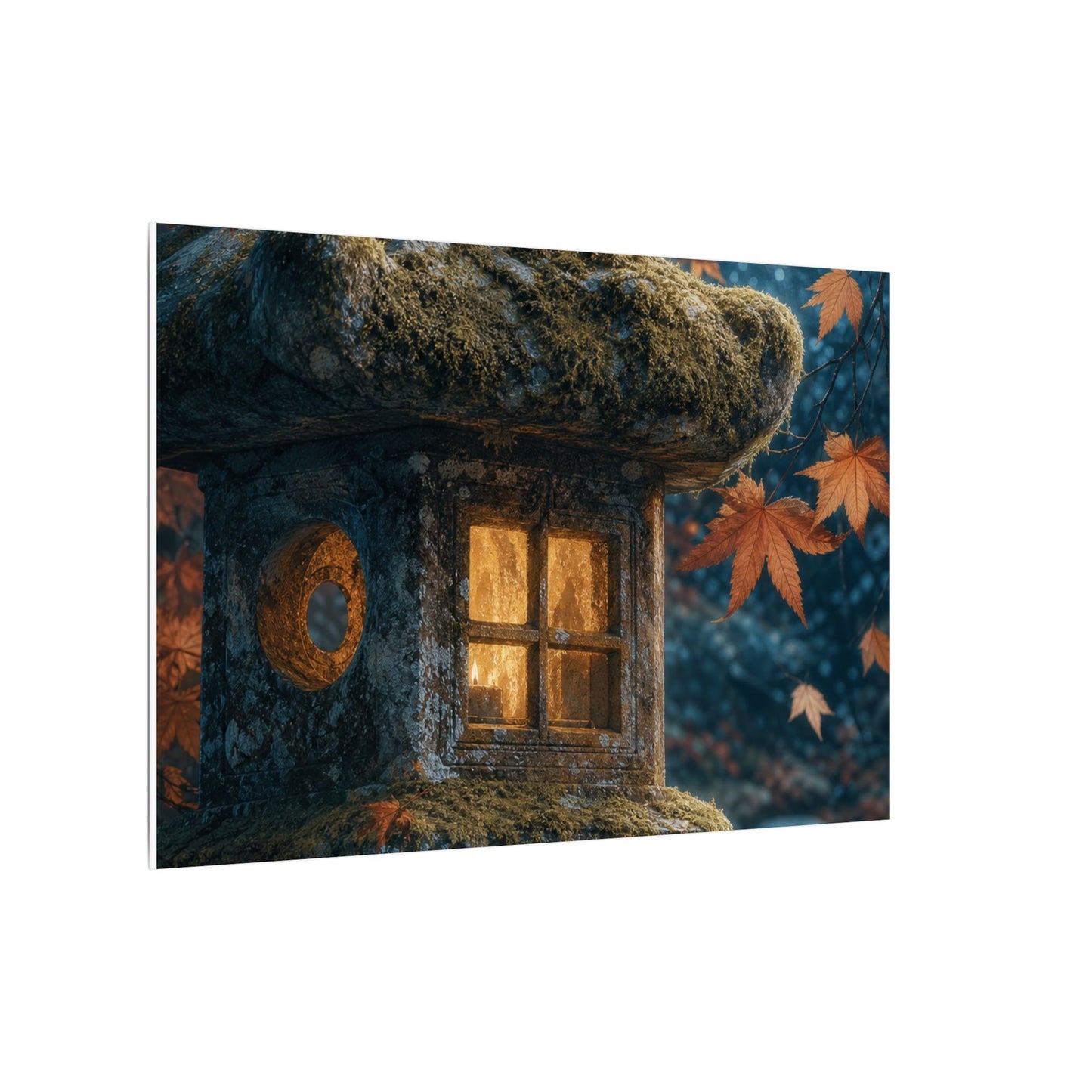 Autumn Stone Lantern Forest Whimsy Canvas Art | Earthy Decor