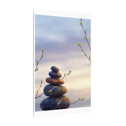 Spring River Stones Gold Vein Canvas Art | Philosophical Decor