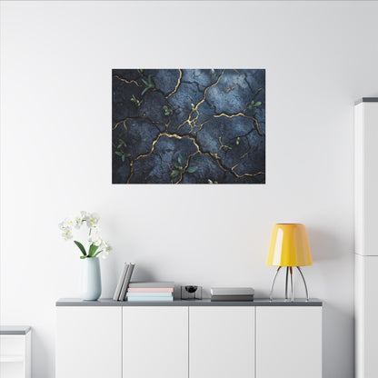 Cracked Earth Spring Canvas Art | Kintsugi Healing Design
