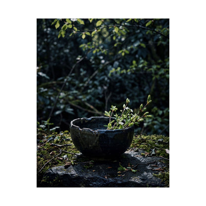 Ceramic Bowl Shadow Zen Wall Art Print | Moody Dark Japandi Art