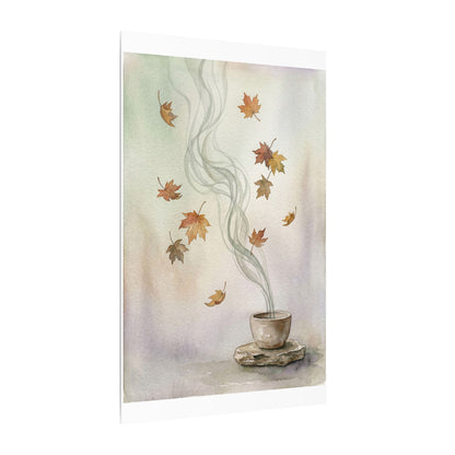 Incense Smoke Canvas Art | Autumn Japandi Watercolor Art