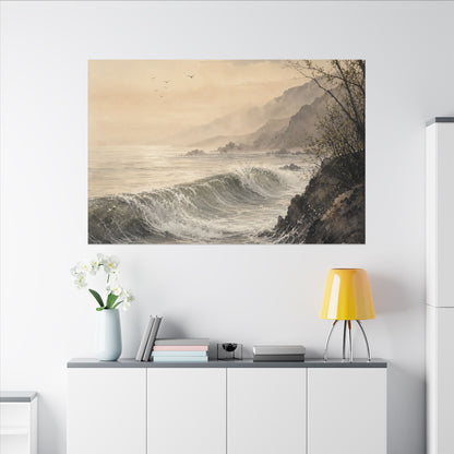 Ocean Wave Spring Canvas Art | Japandi Elegant Design