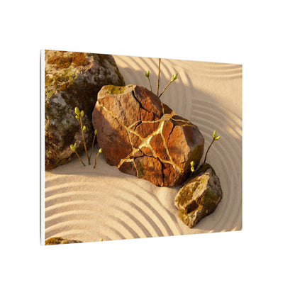 Kanso Rock Garden Canvas Art - Kintsugi Crackle Gold